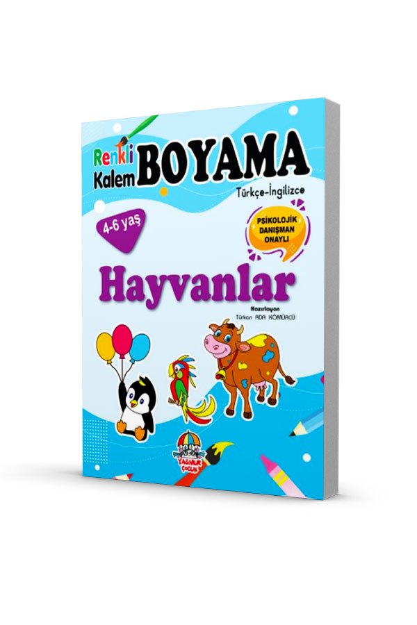 Renkli Kalem Boyama - İngilizce - Türkçe - Hayvanlar
